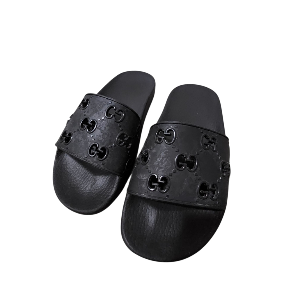Gucci Black Slide Sandals with Logo Design